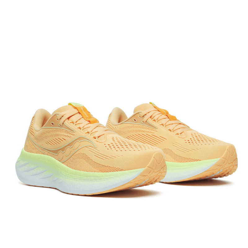 Saucony Shoes Saucony Women's Ride 18 Running Shoes in Peach/Sunny SS25 - Up and Running