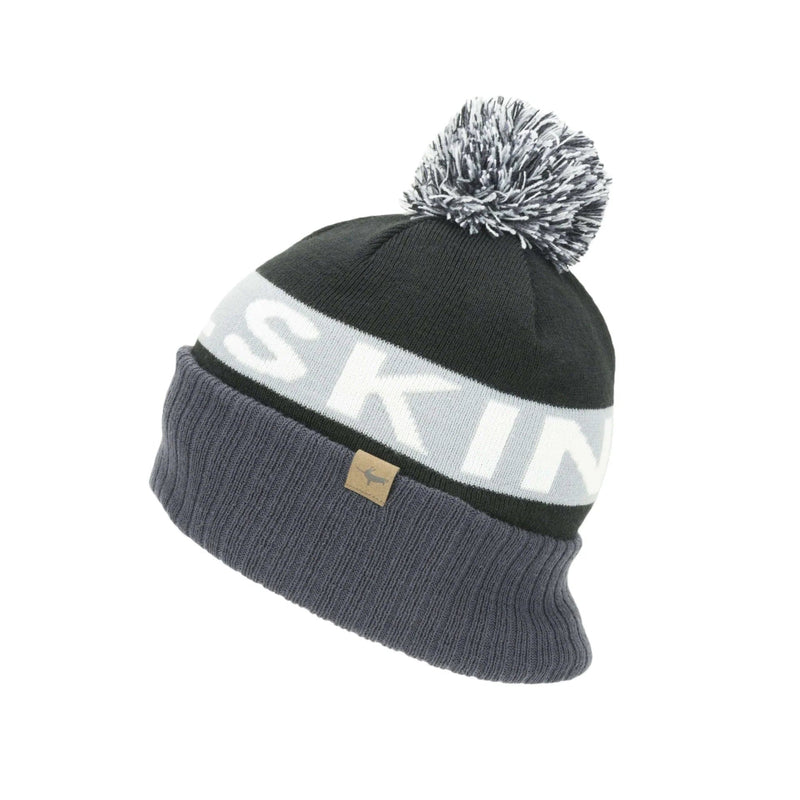 Sealskinz Accessories Sealskinz Foulden Water Repellent Cold Weather Bobble Hat AW23 Black/Grey/White/Black - Up and Running