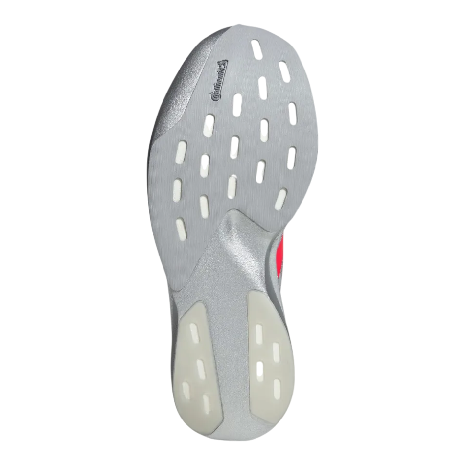 Up & Running adidas adizero Evo SL running shoe outsole in silver and lucid red with Continental rubber grip