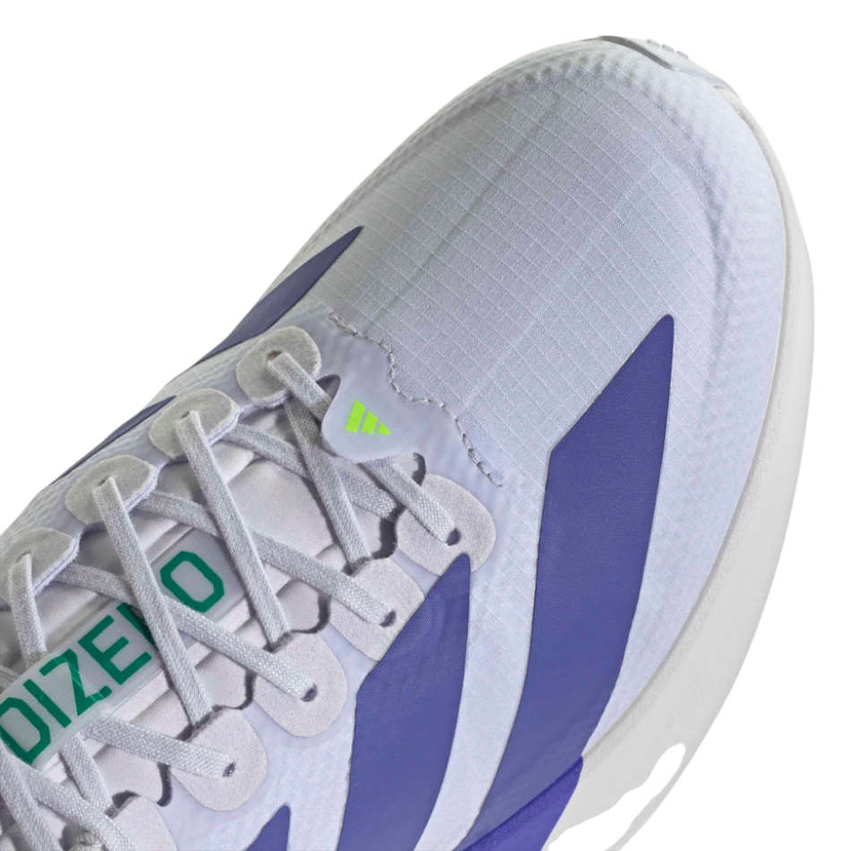 Up & Running adidas adizero Evo SL running shoe in frozen and solar purple with green accents and woven mesh upper