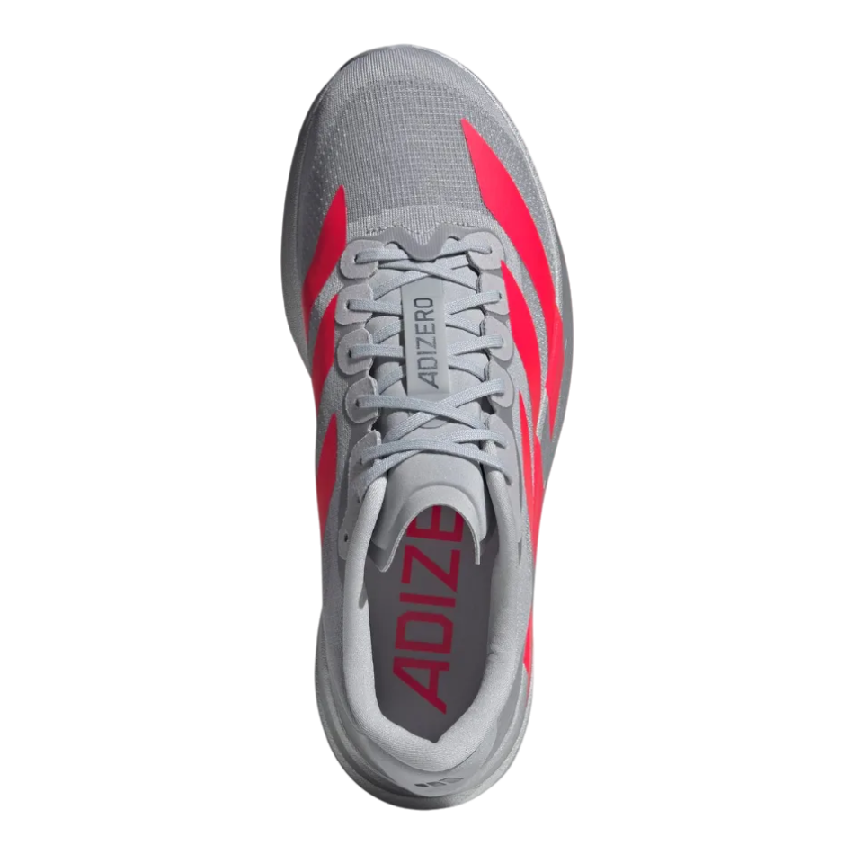 Up & Running adidas adizero Evo SL running shoes in silver and lucid red with Lightstrike Pro cushioning