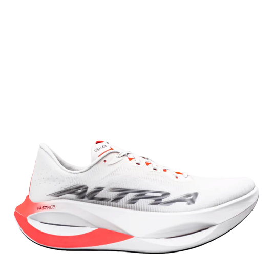 Up & Running Altra Vanish Carbon 3 women's white, black, and fiery coral racing shoe with carbon plate and mesh upper