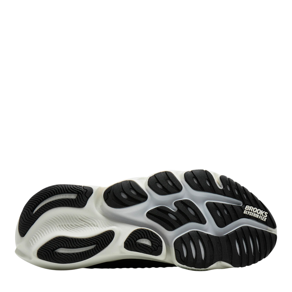 Up & Running Brooks Glycerin Flex running shoe outsole showing podular lateral forefoot and DNA TUNED cushioning