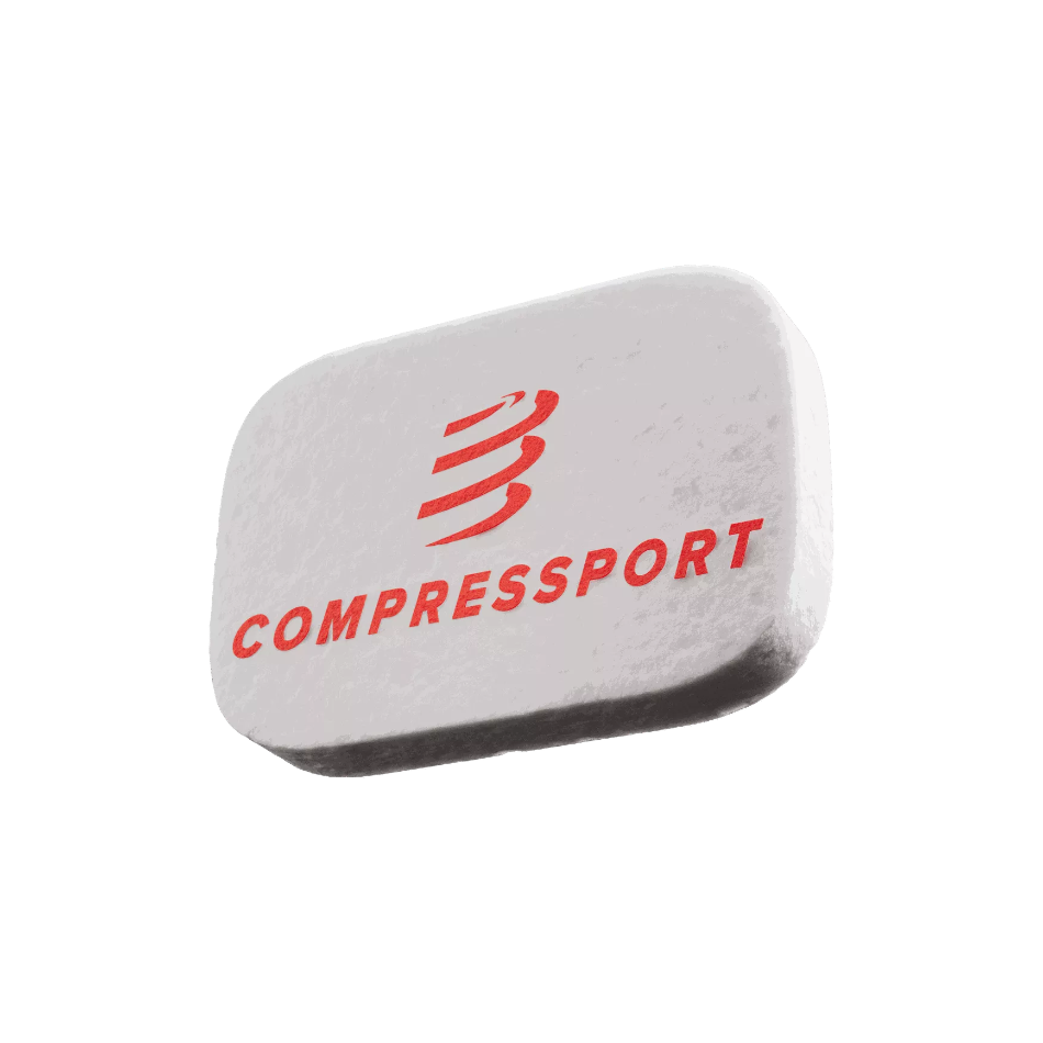 Up & Running Compressport white absorbent cooling sponge for runners with red logo branding