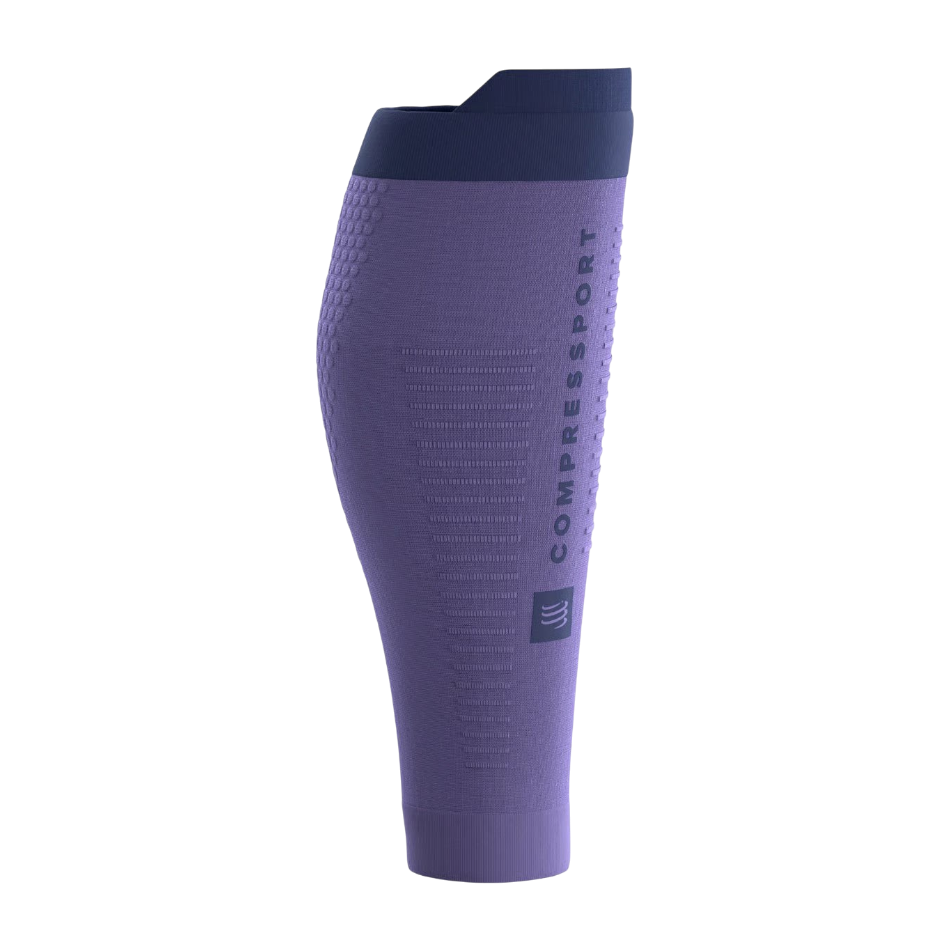 Up & Running Compressport R2 3.0 calf compression sleeves in aster purple and peacoat with waffle knit texture