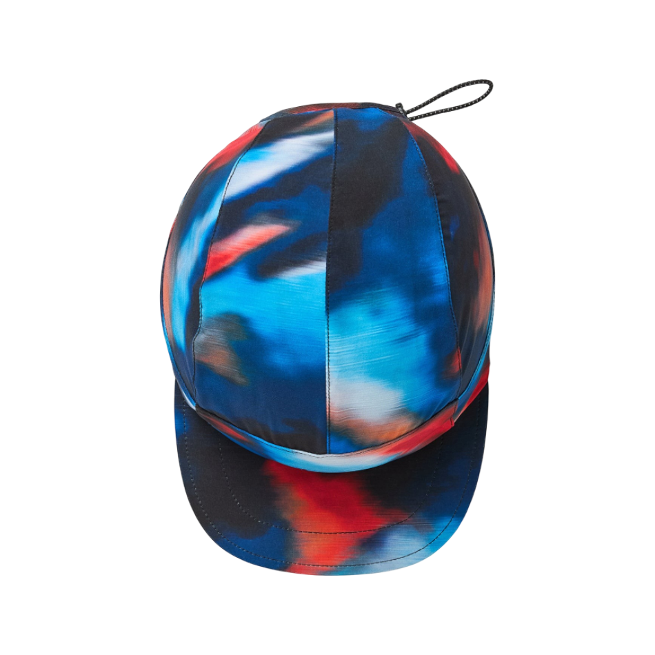 Up & Running Janji AFO Hyperlight running cap in blue and red abstract print with a crushable foam brim.