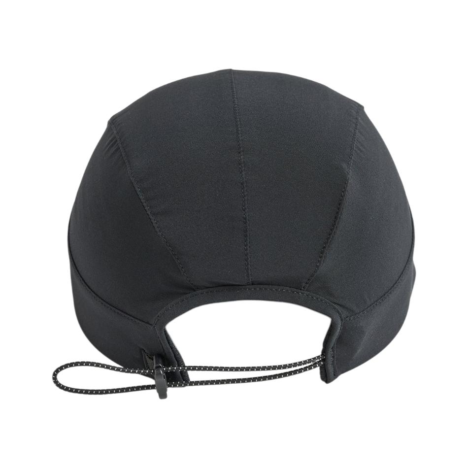 Up & Running Janji AFO Hyperlight running cap in midnight black with an adjustable bungee cord back closure.