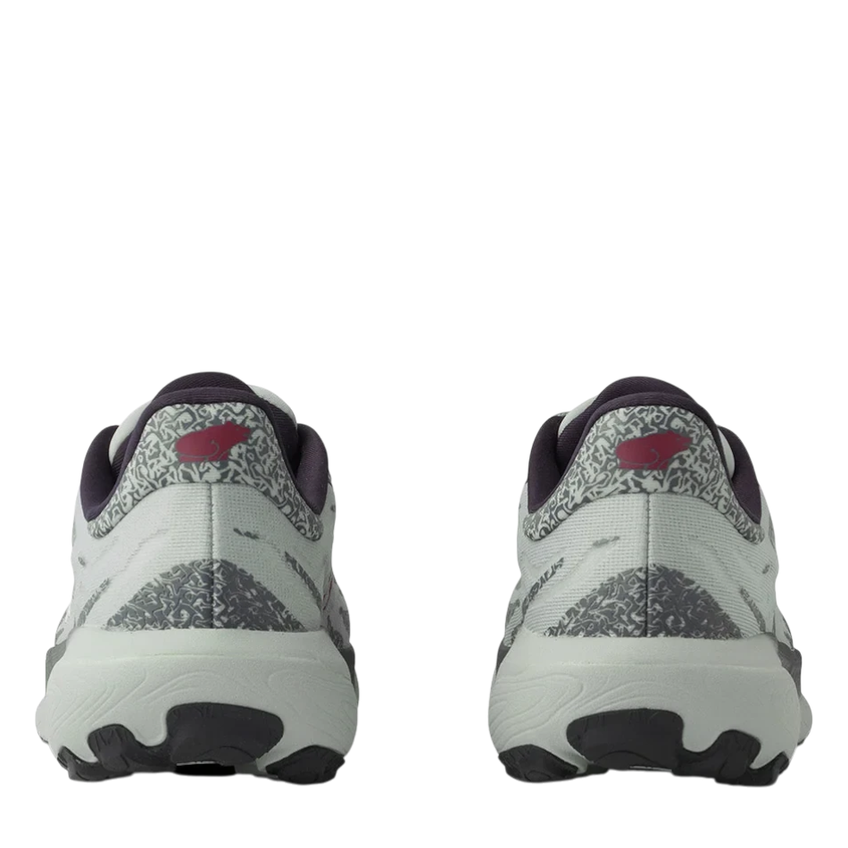 Up & Running Karhu Women's Ikoni ATR WR trail running shoes in puritan grey and anemone, rear view showing heel detail.