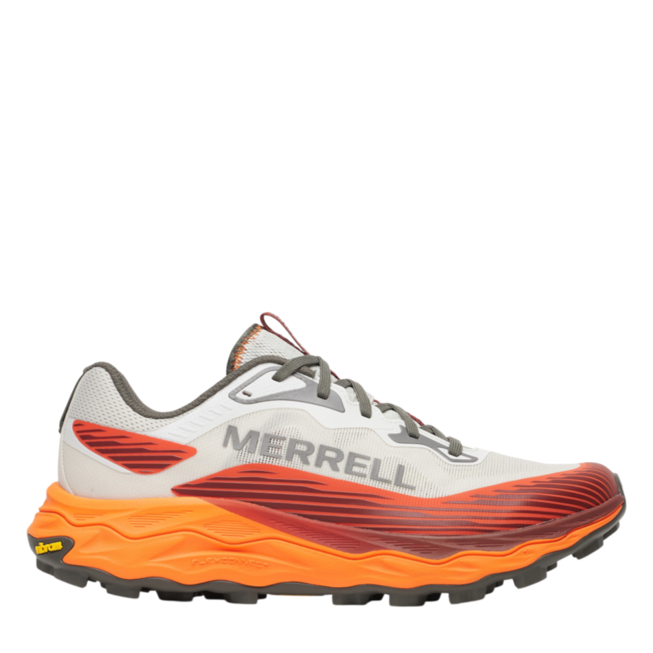 Up & Running Merrell Men's Peak Agility 6 trail running shoe in white and orange with Vibram outsole