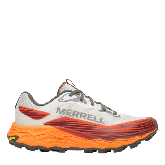 Up & Running Merrell Men's Peak Agility 6 trail running shoe in white and orange with Vibram outsole