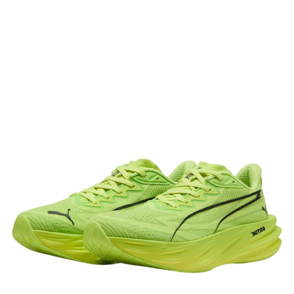 Up & Running Puma Women's Deviate Pure Nitro running shoes in sunny lime with breathable mesh and NITROFOAM cushioning
