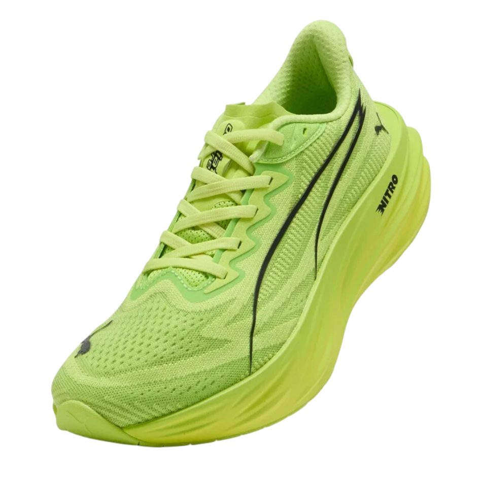 Up & Running Puma Women's Deviate Pure Nitro running shoes in sunny lime with breathable mesh and NITROFOAM cushioning