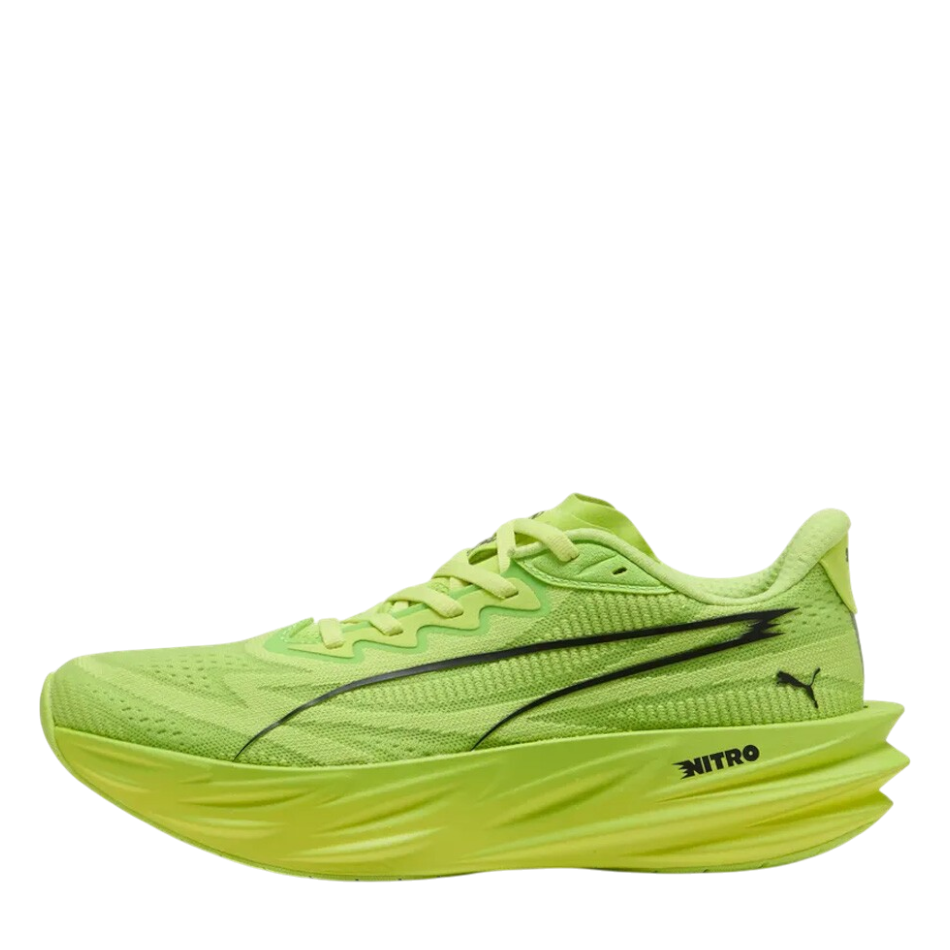 Up & Running Puma Women's Deviate Pure Nitro running shoes in sunny lime with breathable mesh and NITROFOAM cushioning