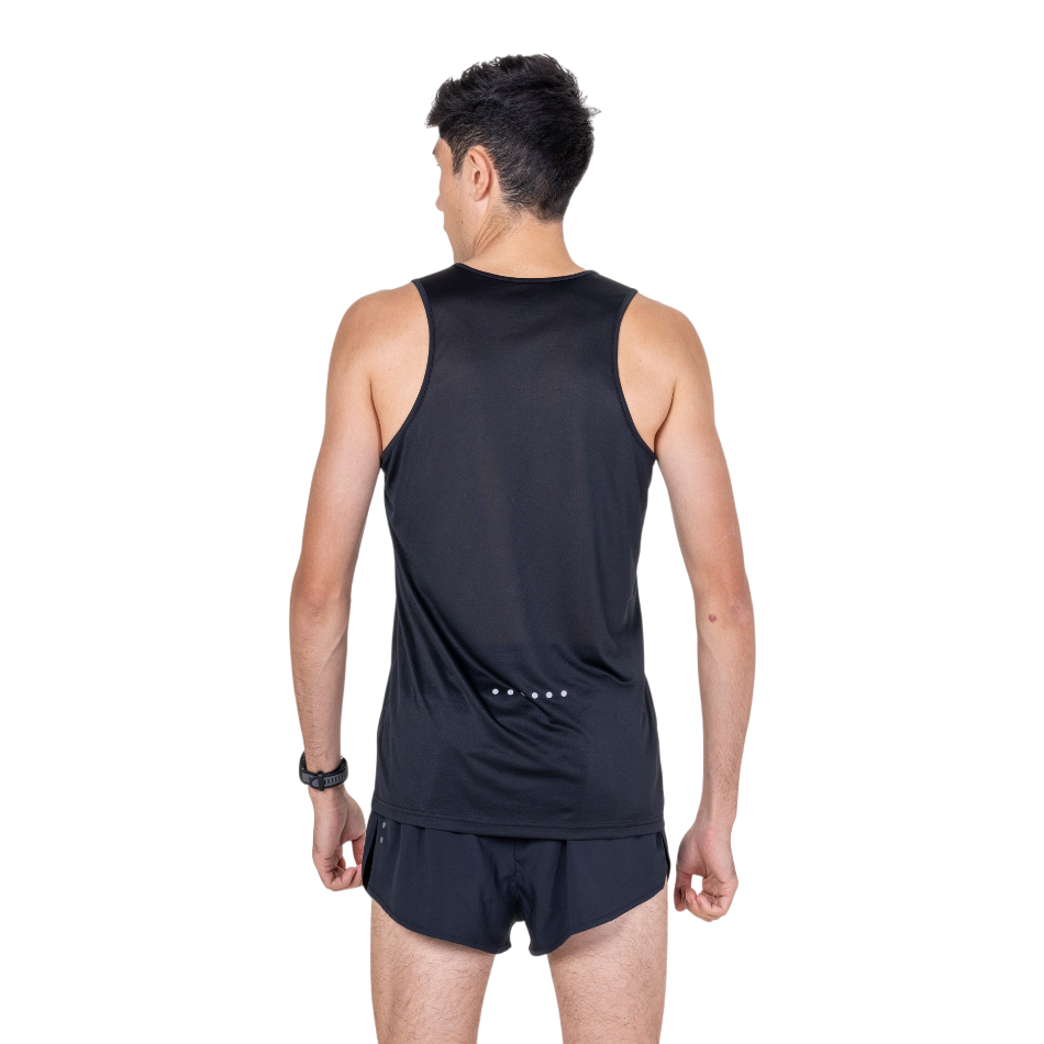 Up & Running Ronhill Men's Core Vest in black, featuring a lightweight sleeveless design for running