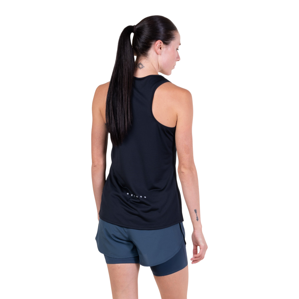 Up & Running Ronhill women's black lightweight running vest with reflective details, viewed from the back