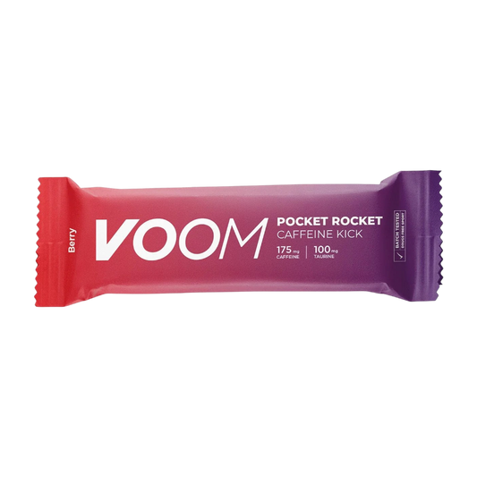 Up & Running Voom Pocket Rocket Caffeine Kick berry energy chew bar with 175mg caffeine and 100mg taurine