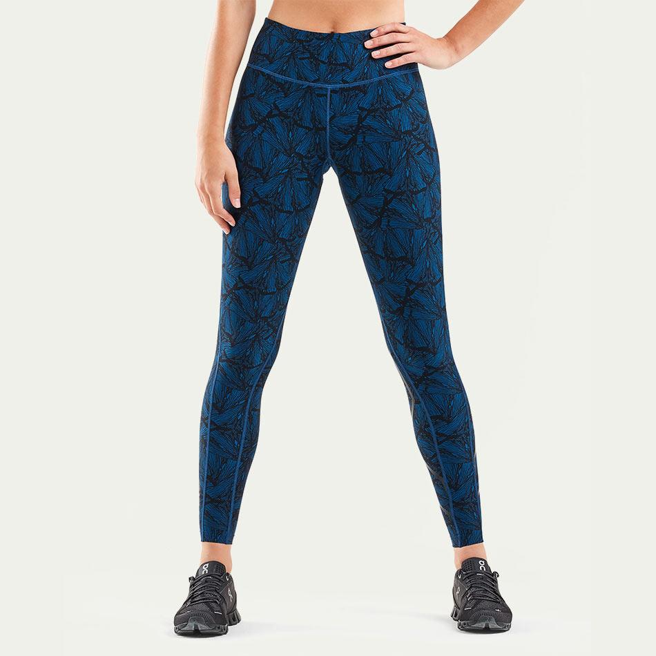 2XU Clothing S 2XU Women's Print Mid Rise Comp Tights AW20 Blue - Up and Running