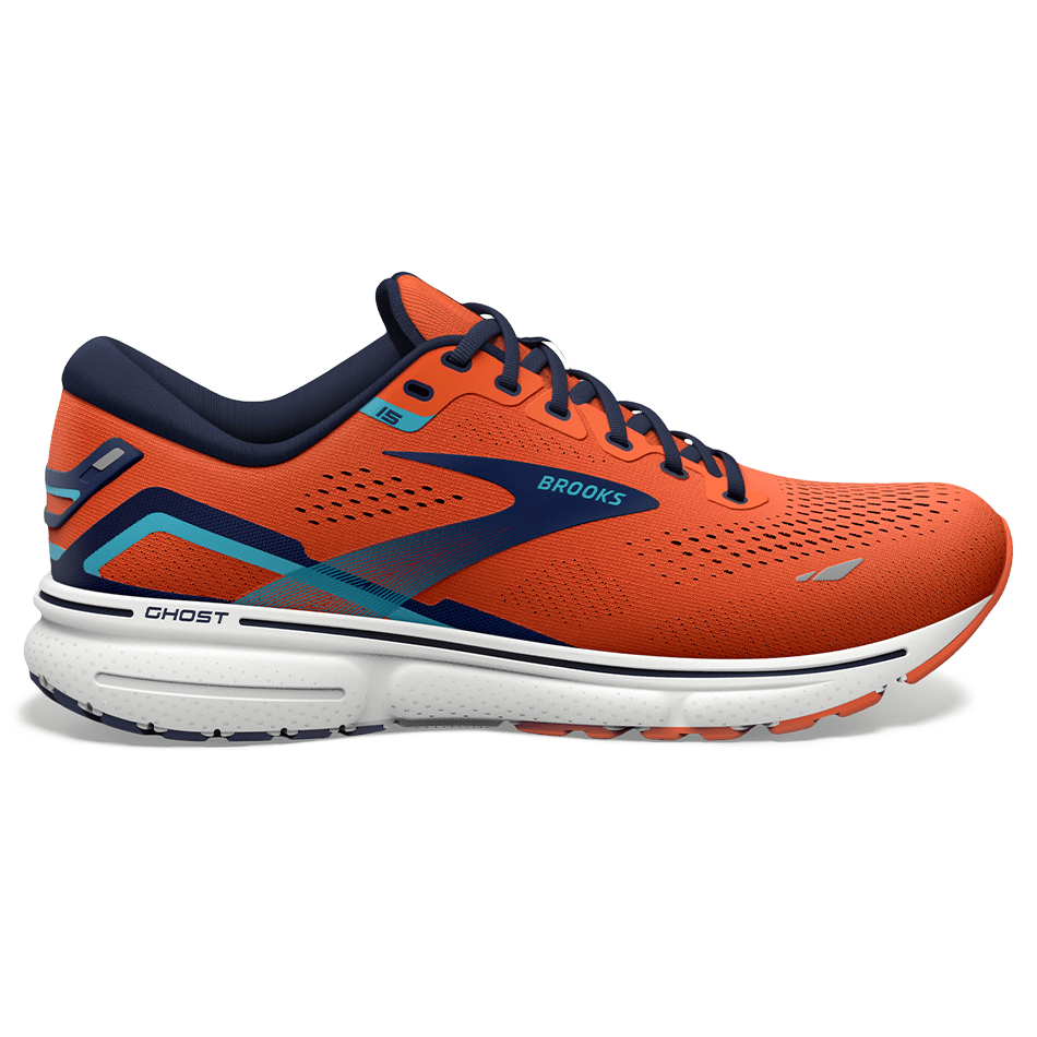 Brooks Footwear 7 Brooks Ghost 15 Men's Running Shoes SS23 Flame/Blue - Up and Running