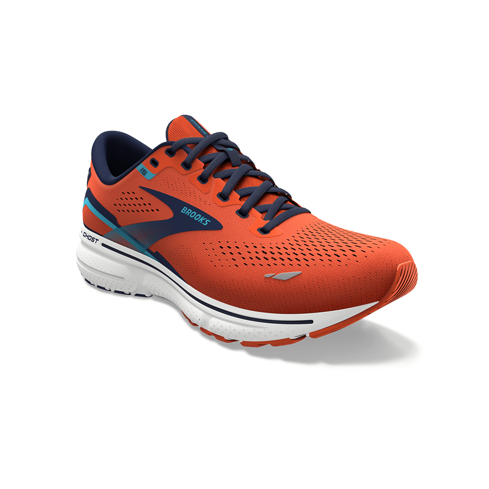 Brooks Footwear Brooks Ghost 15 Men's Running Shoes SS23 Flame/Blue - Up and Running